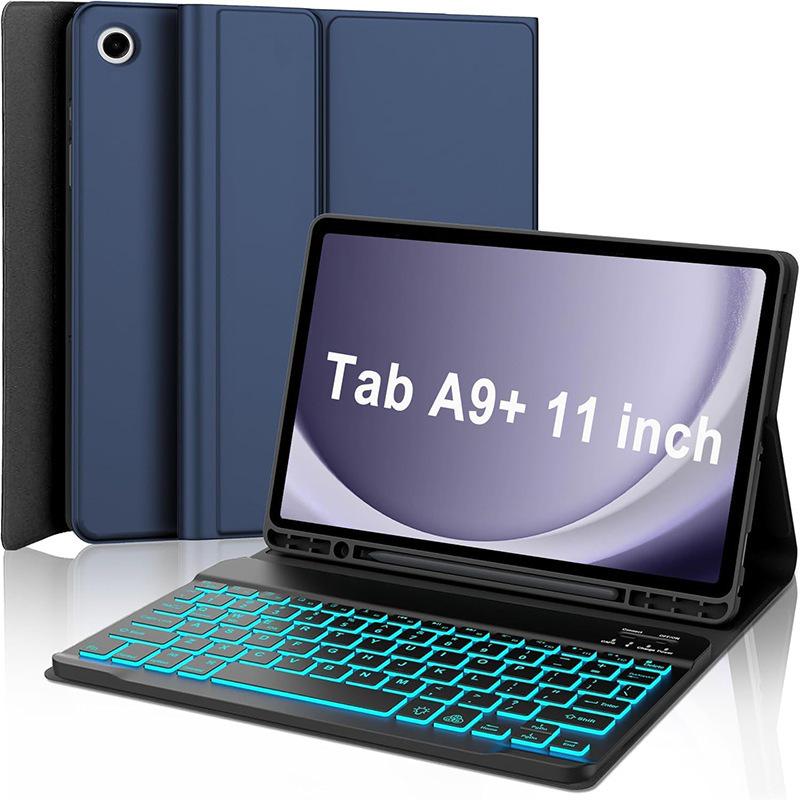 Samsung Tablet A9 Plus 11 Protective Leather Keyboard Case with Backlit Bluetooth and Pen Slot A11+