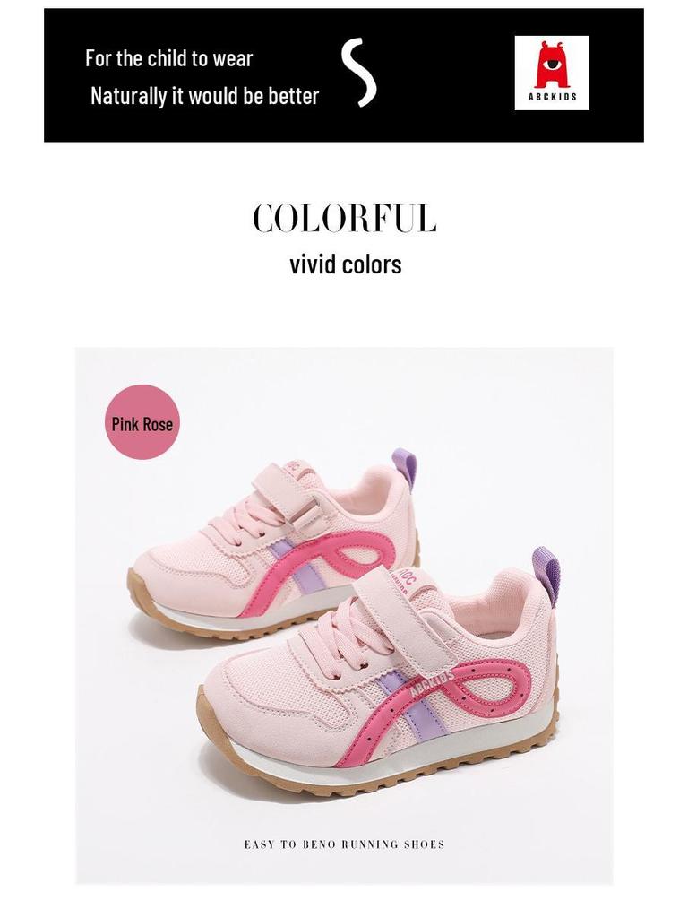 ABC Kids Spring 2026 Girls' Soft Sole Sports Shoes - Breathable Mesh Casual Sneakers for Children.