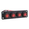 Round Toggle Switch Panel 4 Gang Red Water Proof LED Rocker Switch Panel for Car Boat Yacht UTV ATV Truck Trailer RV