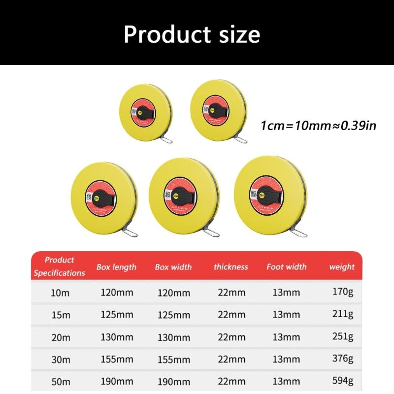 10/15/20/30/50m Hand Crank Fiberglass Tape Measure Feature Shockproof ABS Housing for Longevity Construction Ruler Tape
