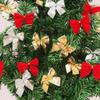 12pcs Mini Bow Christmas Tree Accessories - Perfect for Handmade Wedding Bouquets, Gift Packaging, Cake Decor, and More