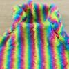Thickened Imitation Fox Fur Fabric Rainbow Color Plush Faux Fur Fashion Gradient Tie-dye DIY Handmade Fabric