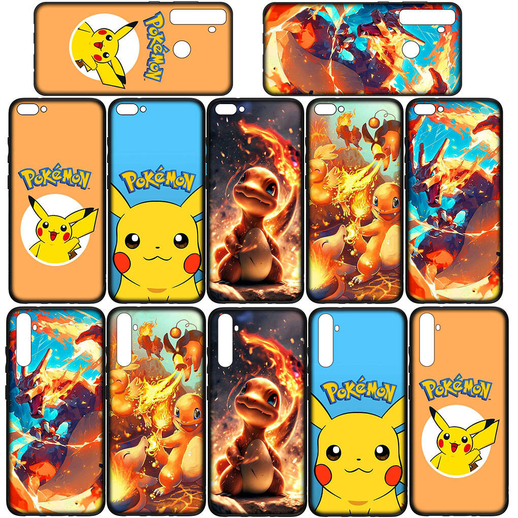 Phone Case for Samsung Galaxy S25 S23 S22 S24 Ultra FE Plus S9 A05 A06 A15 A16 A36 A37 A35 A54 A55 A56 A57 A25 A53 Anime Pikachu Pokemon GO Charmander