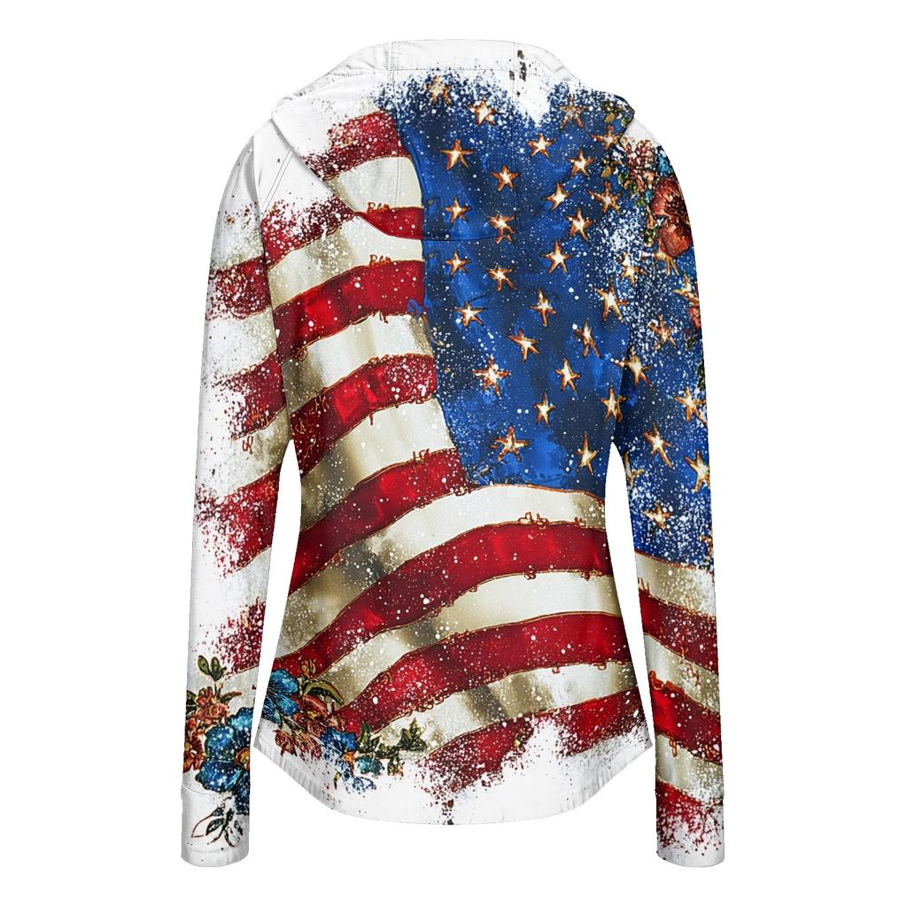 Women's Fashion Zip Up Hoodie Lightweight Long Sleeve Hooded Jacket with Pockets Printed Casual Outerwear for Sun Protection