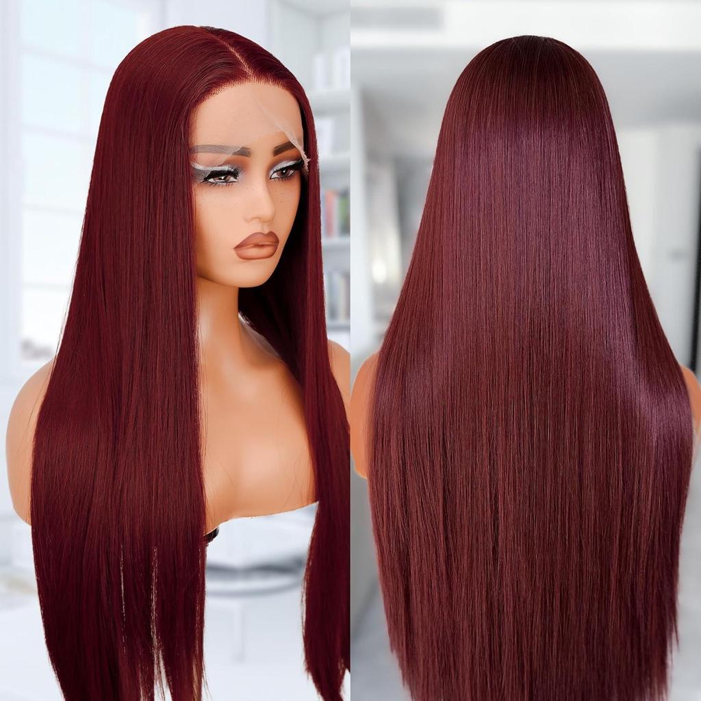 European & American Fashion Straight Hair Wig - Hot Selling Front Lace Middle Part Full Head Cover Available