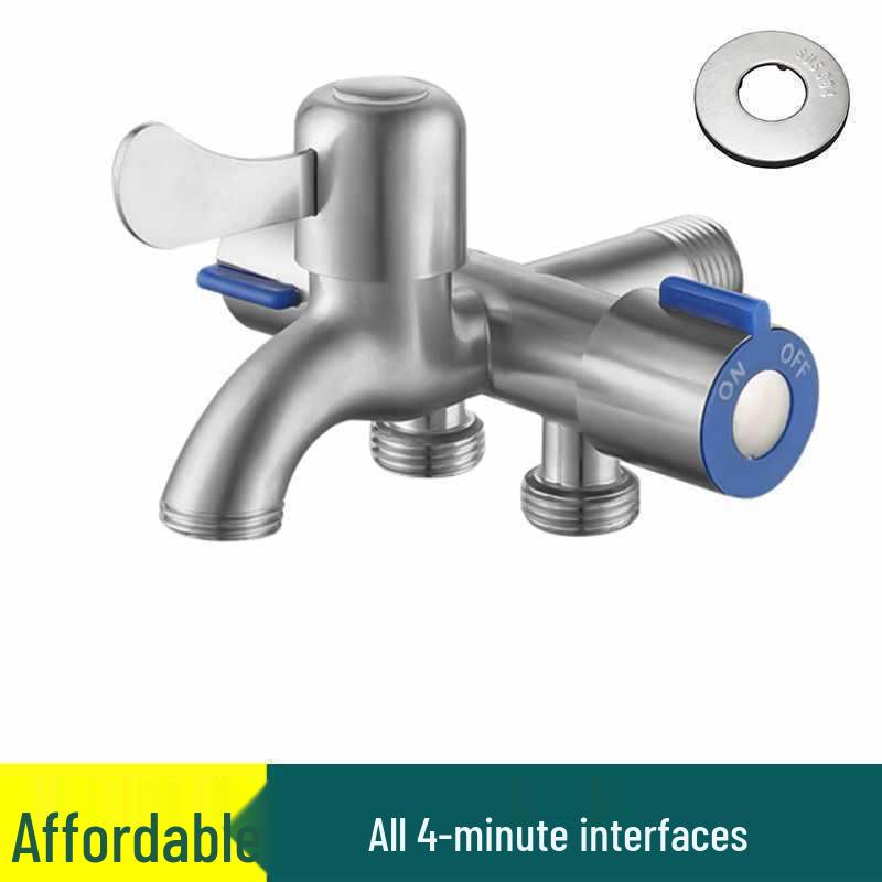 Robinet Trois Voies Multifonctionnel en Acier Inoxydable pour Machine à Laver, Bac à Vadrouille de Balcon et Contrôle de Toilette