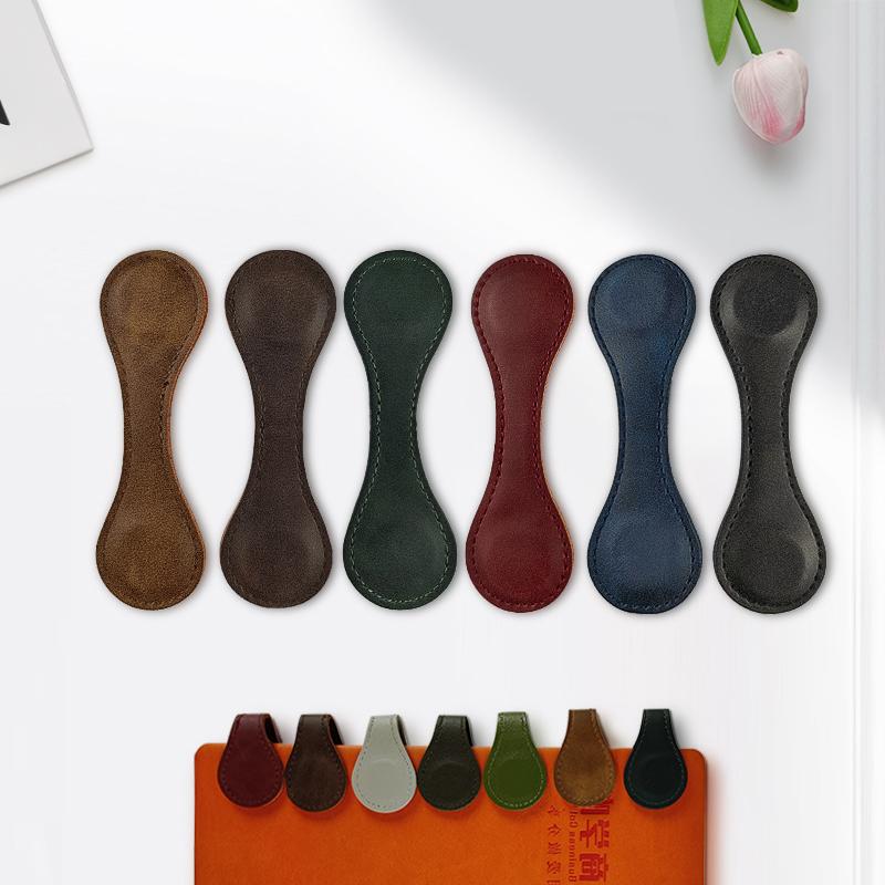 Magnetic  Leather Bookmark Crazy Horse Leather Bookmark Powerful Magnetic Retro Design Bookmark Ins