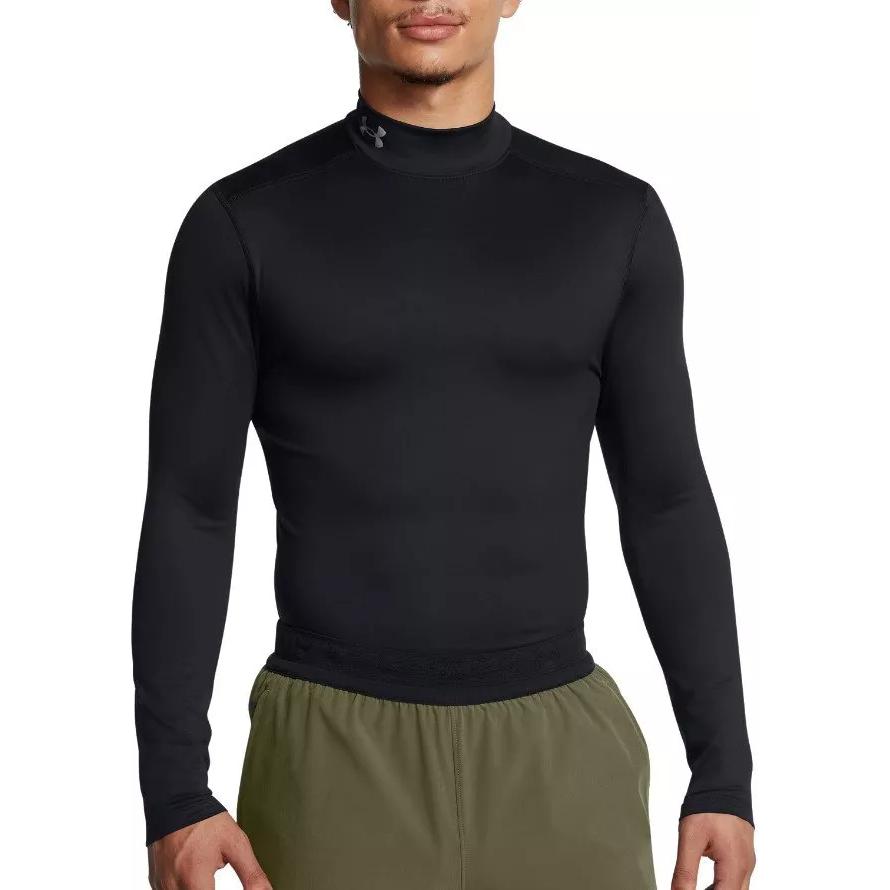 Under Armour Coldgear Solide Coupe Slim Col Montant Polyvalent T-Shirt Manches Longues Homme Hauts Noir 1386942-001