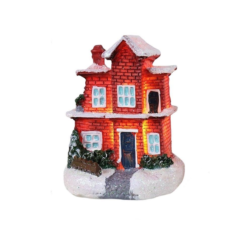 Winter Snow LED Lighted Houses Luminous Village Christmas Figurine Desktop Collectible