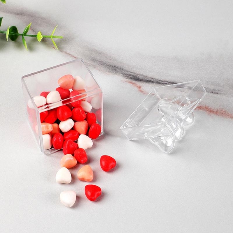 12Pcs Bowknot Candy Box Clear Plastic Party Treat Box For Wedding Gift Packaging And Birthday Anniversary Celebration