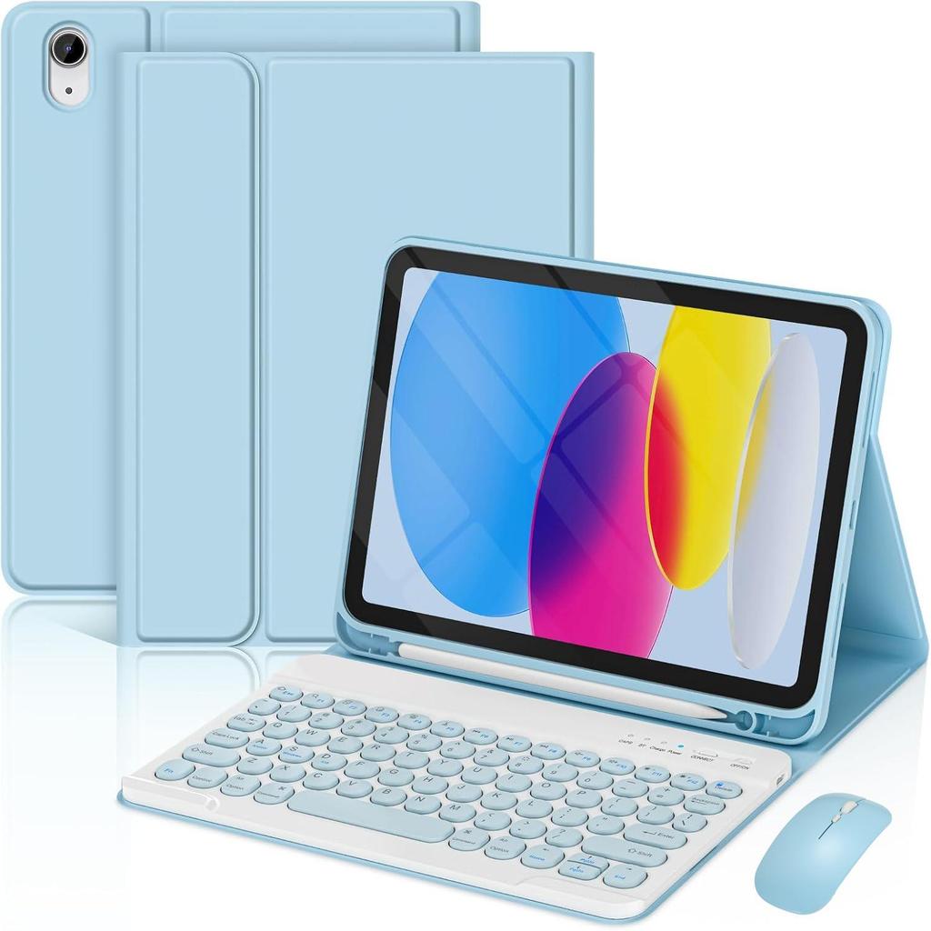 Redmi Pad 2 Tablet Case with Detachable Bluetooth Keyboard, Pen Slot, Round Cap, and Bluetooth Mouse