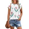Damesmode Casual Basic Textuur Bloemenprint Ronde Hals Korte Mouwen Top met Kapmouwtjes