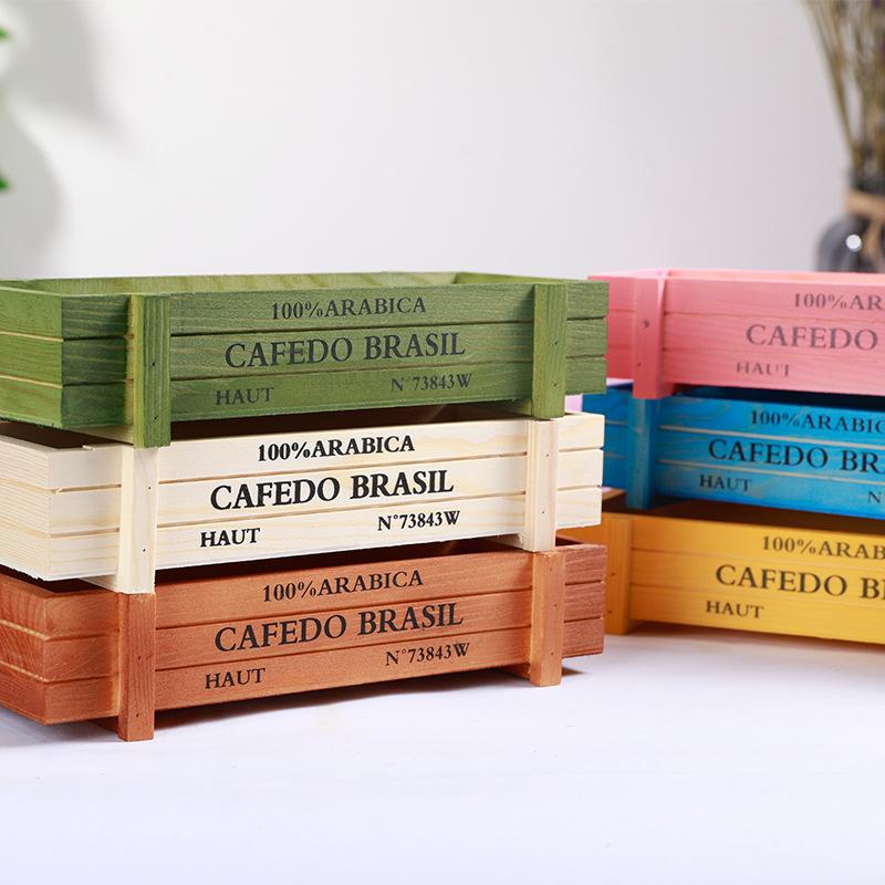 Vintage Wood Planter Box Garden Yard Micro Landscape Flower Succulent Container Plant Pot Pots De Jardin Garden Accessories