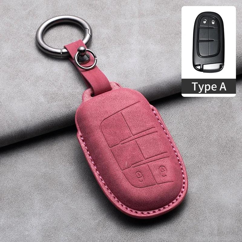 Leather Car Key Case Cover Keychain For Jeep Wrangler Commander Compass Patriot Renegade Cherokee Grand Cherokee Keyring