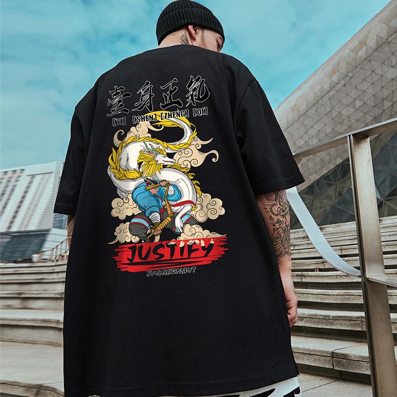 American Fashion Brand Bear Short Sleeve T-shirt Men's Summer 100% Cotton Loose T-shirt Men's Breathable Top