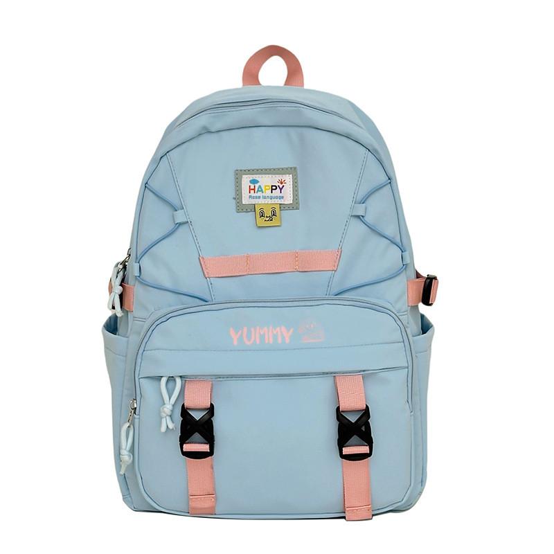 Large Capacity Yummy Letter Print Nylon Backpack For Girls And Boys With Breathable Design For School And College Use