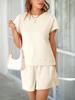 Women's Two Piece Loungewear Set Short Sleeve Top and Shorts Matching Pajama Outfit with Pockets