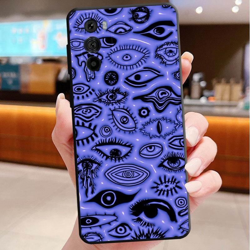 Trippy Blue Alien Eyes Phone Case For Motorola Edge 60 50 40 Pro 60 50 40 30 Ultra Neo Fusion Moto G Play G Stylus G Carcasas