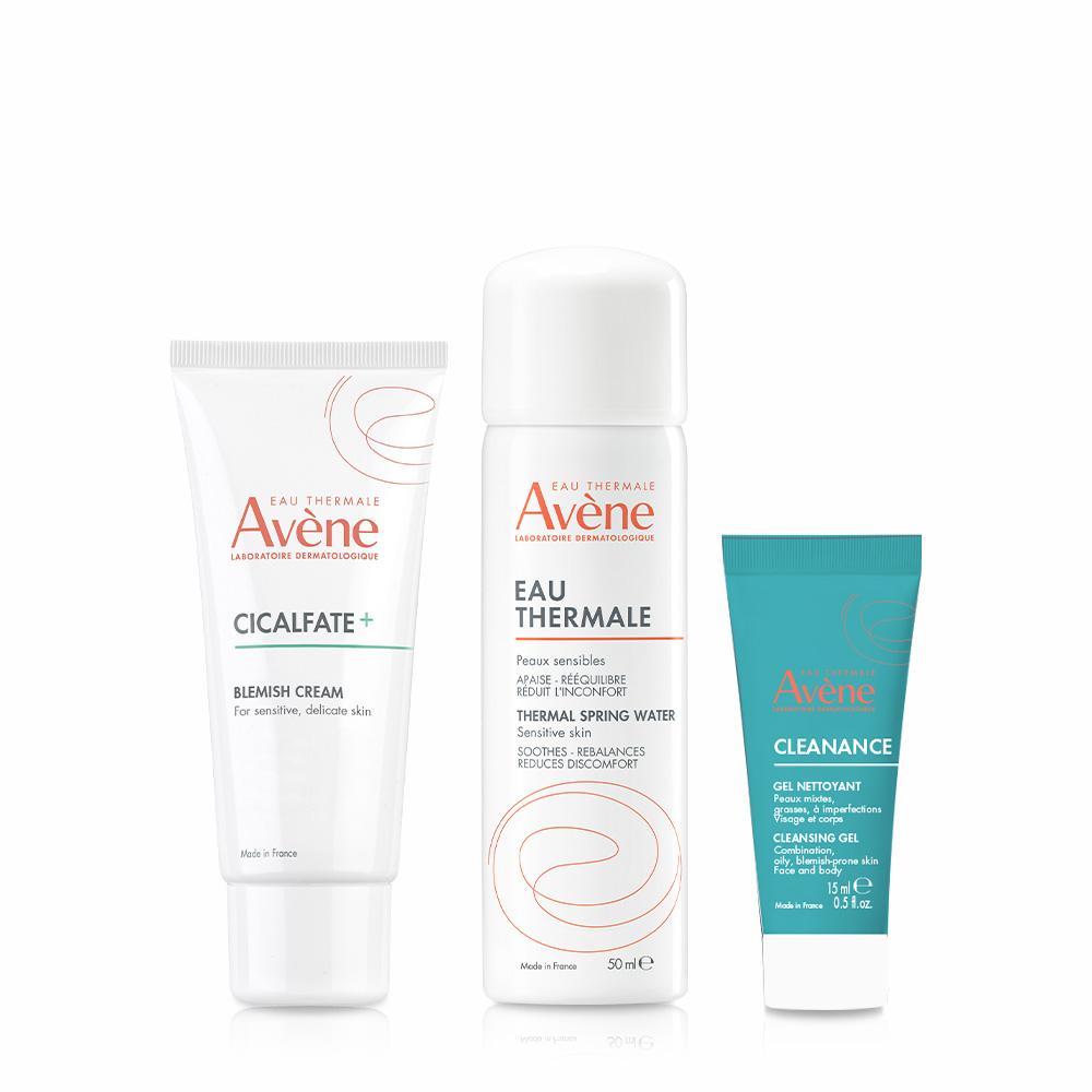 [Avene] Cicalfate+ Blemish Cream 40ml + Thermal Spring Water 50ml + Cleansing Gel 15ml Kit