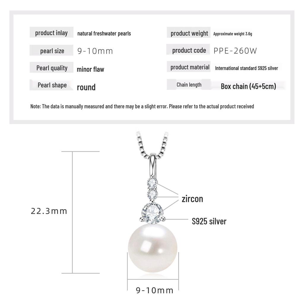 Freshwater Pearl & Diamond-Set Silver Pendant Necklace for Women