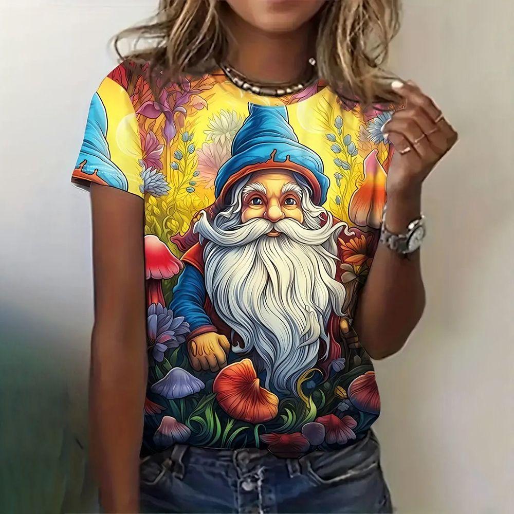 Christmas Santa Claus 3D Print Women's T-Shirts Casual Tops O-Neck T Shirt Y2k Harajuku Short Sleeve Street Tees Female Clothing