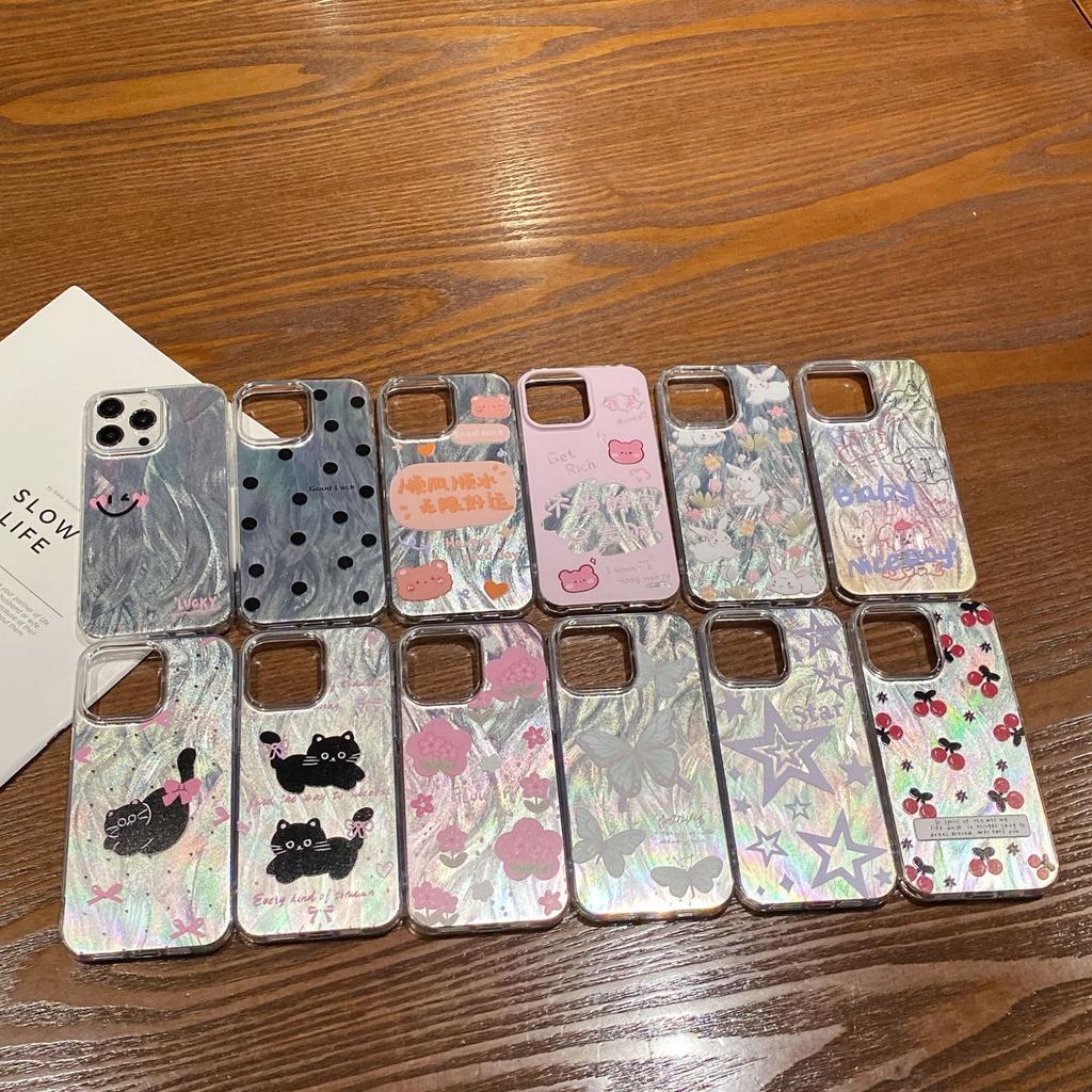 Feather Yarn Is Suitable for Apple 16PROMAX Cartoon Text Mobile Phone Case for Iphone11/12 Creative Anti-fall Protective Cover