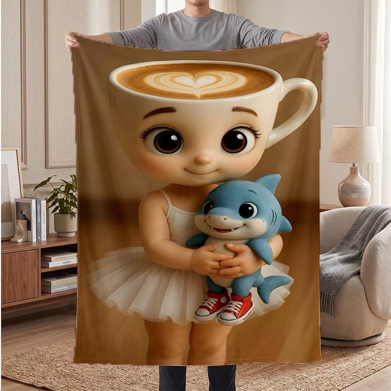 Ballerina Cappuccina Soft Warm Flannel Blankets Comfortable Blanket for Home Decoration Gifting