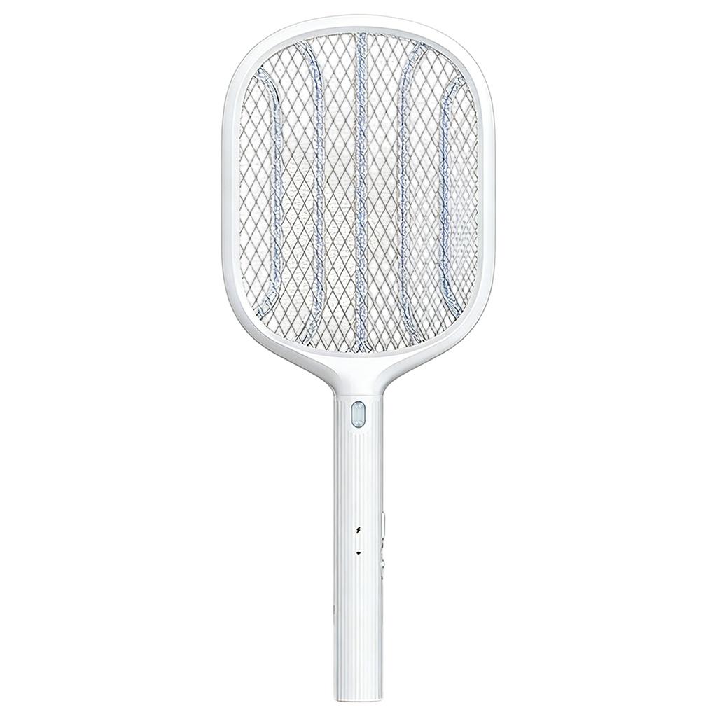 Electric Mosquito Swatter Rechargeable Insect Zapper Racket with Triple Layer Mesh and LED Indicator for Indoor Outdoor Use