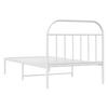Metal Bed Frame with Headboard White 107 X 203 Cm