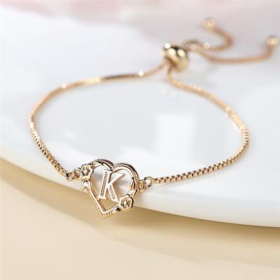 Klassisches Armband mit 26 Initialbuchstaben für Damen, Mode, goldfarben, Herz, Buchstabenkette, Armband, Schmuckgeschenk CLE