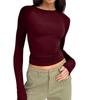 Spring & Fall New Arrival Cross-Border Fashion Round Neck Tight Casual and Comfortable Raglan Long Sleeves T-shirt Pure Color Silm Pullover Base