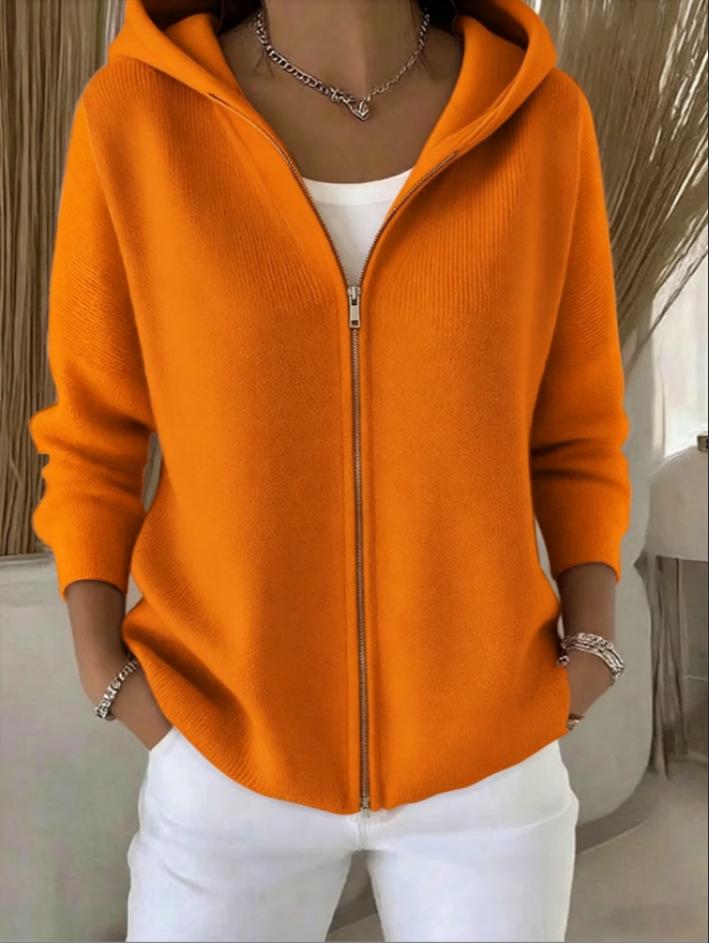 2026 Autumn/Winter European & American Women's Loose Knit Hooded Solid Cardigan