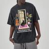 Halloween Pumpa Demon Tryck Dam T-shirt Tvättad Denim Casual Retro Lös Kortärmad Holiday Wear Kläder