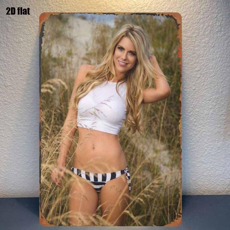 Vintage Metal Sign Art, Sexy Lady Garage Decor, Bar Bedroom Wall Tin Poster