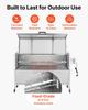 Rotisserie Grill, 38W BBQ Outdoor Pig & Lamb Spit Roaster, Charcoal Spit Roaster with 60 Kg Capacity, Wheels & 4-Level Height, Stainless Steel