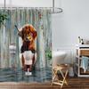 1Pc Cattle In Toilet Pattern Printed Shower Curtain, Waterproof, With 12 Hooks, Bathroom Showers, Bathtub, Home Use