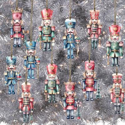 Nutcracker Ornaments For Christmas Tree Wooden Decorations 24Piece Nutcracker Christmas Figurines For Indoor Winter Ceiling