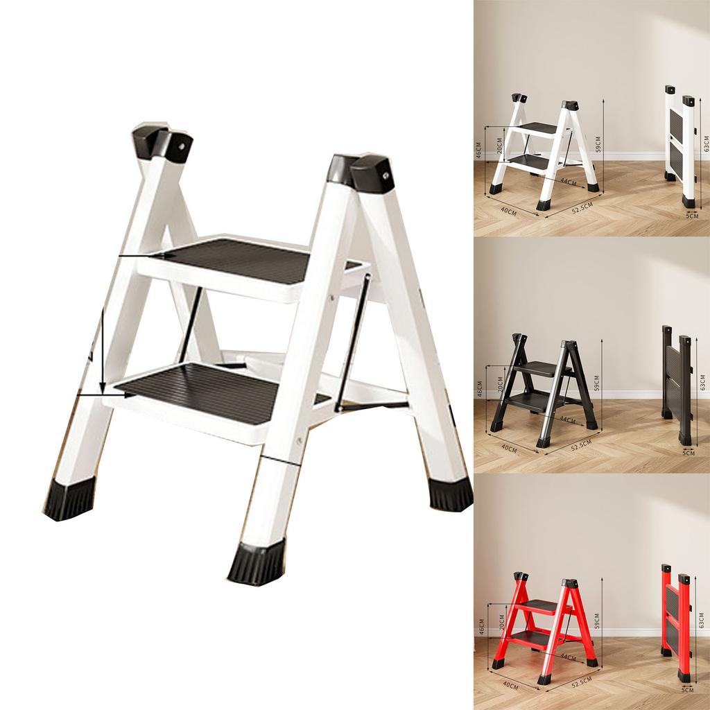 Multi-Functional L-Shaped Foldable Telescopic 2-Step Ladder Lightweight Retractable Climbing Stool Household Use