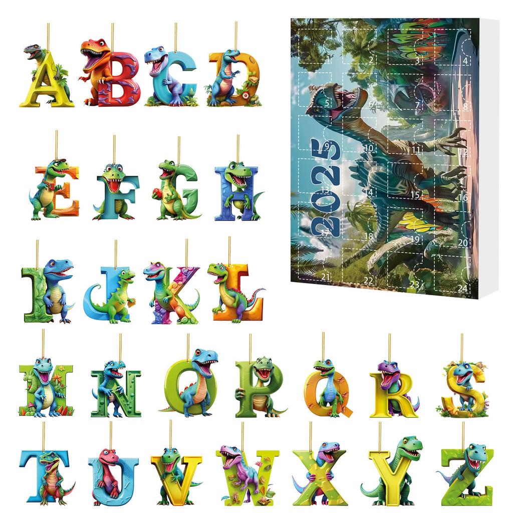 Christmas Advent Calendar Multi-Purpose Dinosaur Countdown Calendar Cute Hanging Dragon Ornaments for Kids Toddlers Xmas Gifts
