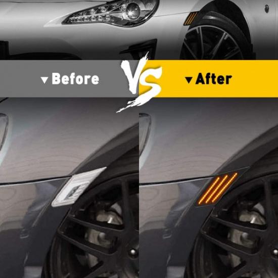 2x Amber Fender Side Marker Lights Signal Smoked For 2013-2016 Toyota Scion FR-S