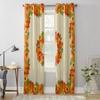 Bedroom Kitchen Curtain Thanksgiving Fall Pumpkin Maple Leaf Window Curtains Curtains for Living Room Decorative Items