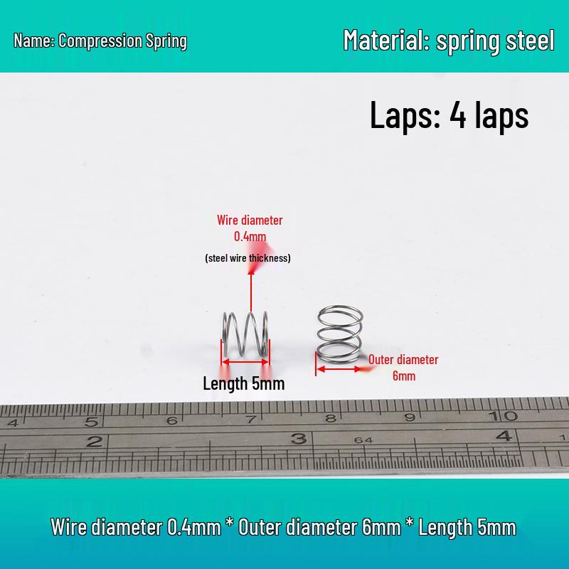 Small Mechanical Compression Spring: 0.4mm Wire, 2-8mm Outer Diameter