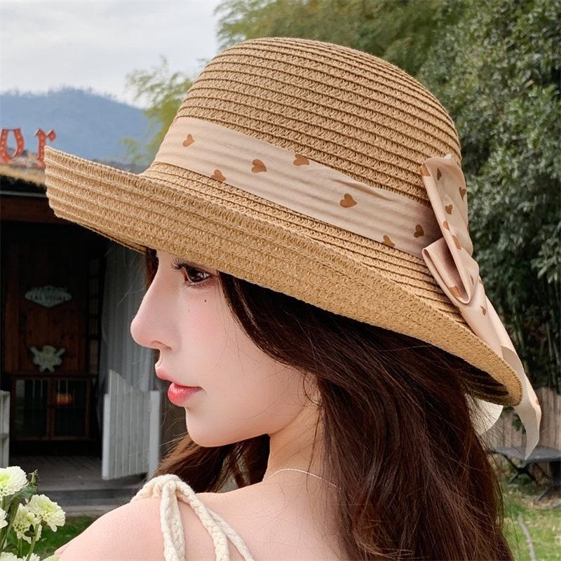 Straw Hat Women's New Summer Elegant Bow Straw Hat Seaside Beach Sunshade Sun Hat