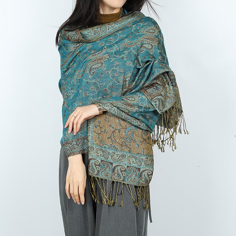 New women's jacquard cashew scarf shawl dual-purpose travel outside decorative large shawl