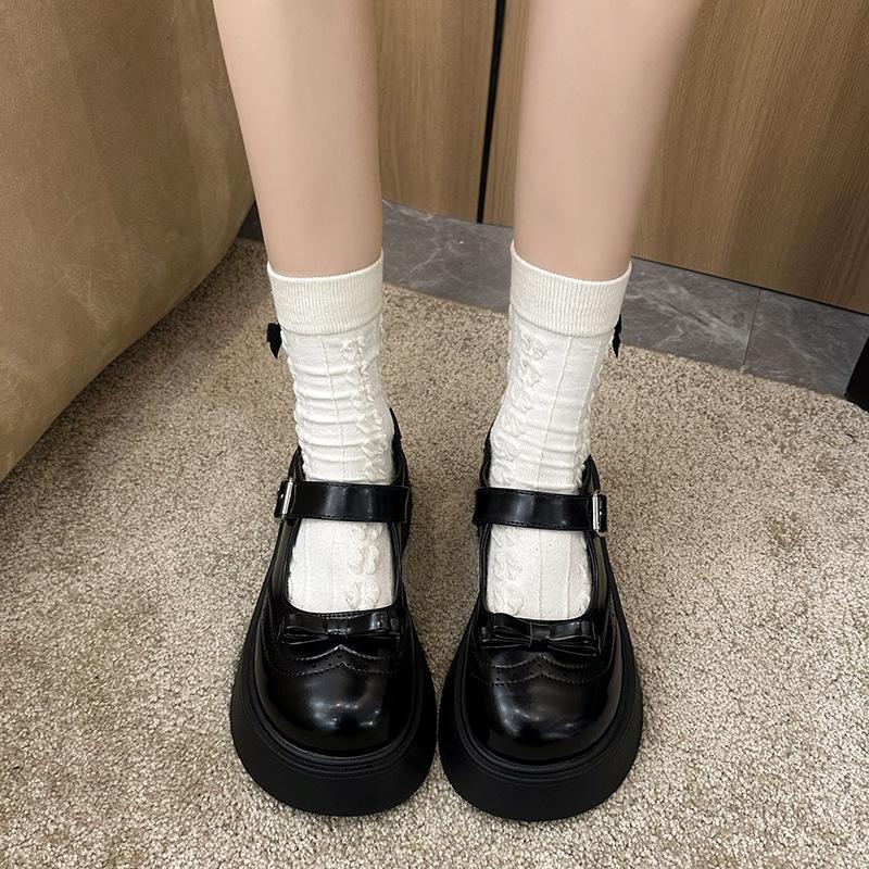 Bow small leather shoes loafers 2025 new autumn and summer college style women's shoes Mary Jane shoes platform single shoes