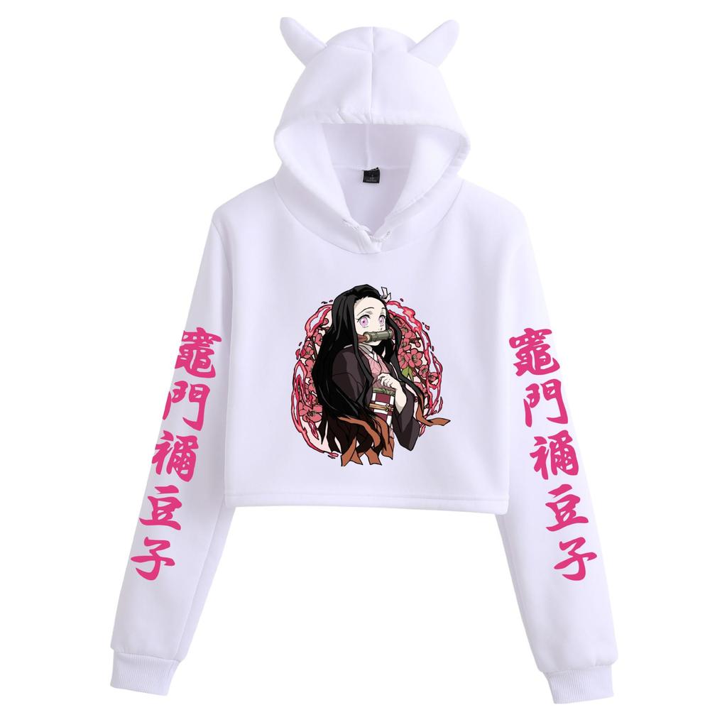 Demon Slayer Cat Ear Anime Hoodie for Women