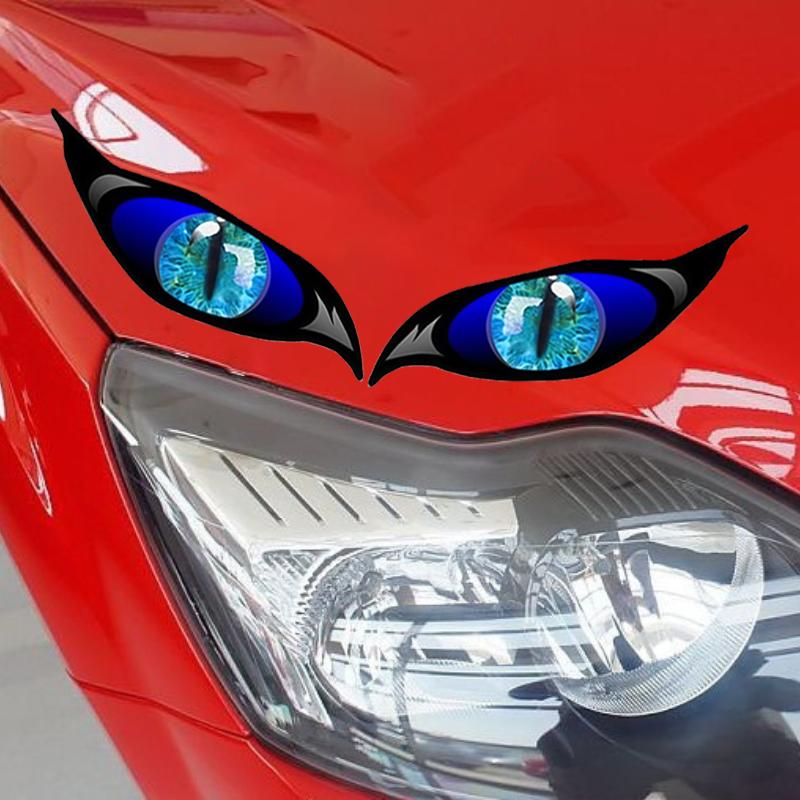 Car Sticker 3D Glossy Blue Dragon Eye Car Sticker - For Rearview Side Mirror, Eye-catching Mythical Creature Eye Decal