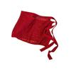 Korean Style Red Knit Hollow Skirt with Decorative Straps - Women's Spring/Summer Layered Outerwear