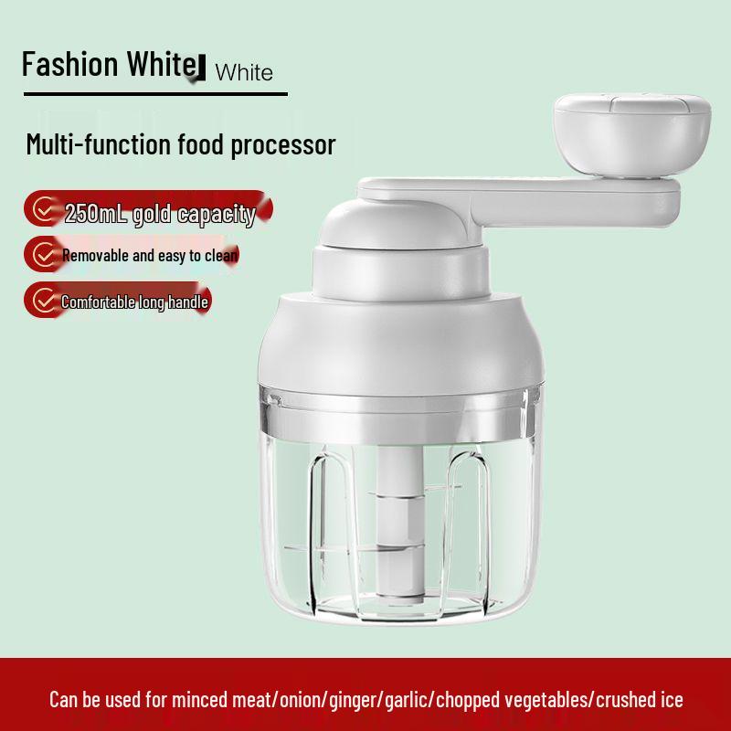 Manual Pull-Crank Garlic Press & Mincer: Compact Handheld Grinder & Chopper