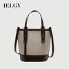 Ladies Messenger Bag Contrast Color Trendy Shoulder Bucket Bag